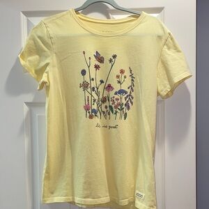 Life Is Good Yellow Floral Short Sleeve Tee